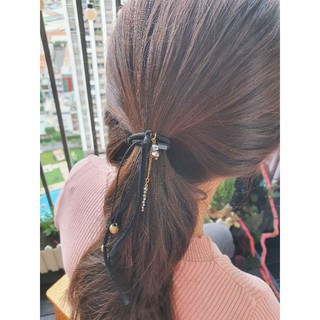 Cột tóc phối dây nhung phalê (handmade) thun mềm