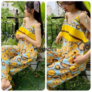 Bộ đồ ngủ hoạ tiết dứa PEYONDEE lụa mango siêu mát, du lịch, nghỉ mát, đi biển, đồ bộ mặc ở nhà
