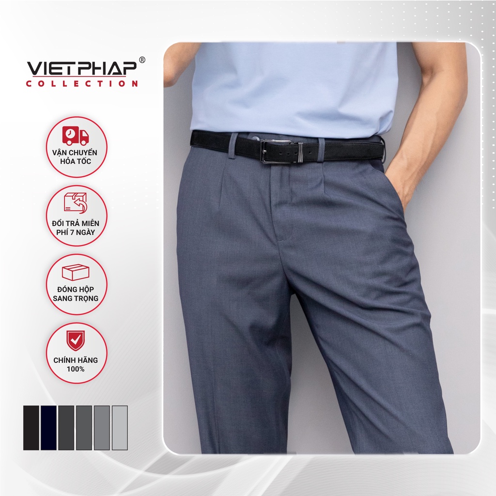 Quần Tây Âu Nam Trung Niên Có Ly Cao Cấp 2347 Việt Pháp. Chất liệu Polyester &amp; Visco Chống Nhăn, Độ Bền Cao &amp; Thoáng mát