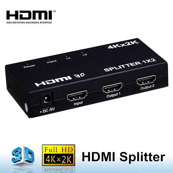 Bộ chia hdmi 1 ra 2 4K, (chia 1 cổng HDMI thành 2 cổng HDMI. Hỗ trợ Full HD 1080P, Full 3D)