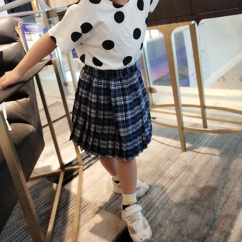 [Babycat] Chân Váy Xếp Ly Dài Ngang Gối Xếp Ly Sọc Caro Phong Cách Nhật Bản Hàn Quốc Thời Trang Xuân Thu Dành Cho Bé Gái