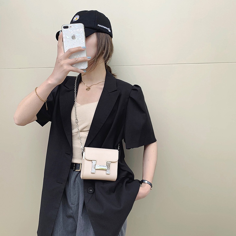 Túi đeo chéo mini IELGY khóa chữ H phối dây xích thời trang cho nữ