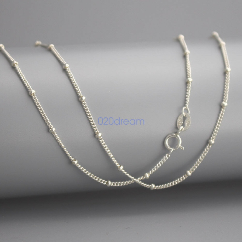 Vòng cổ Mạ Vàng 18K / Bạc S925 Đính Hạt 1.2mm Thời Trang