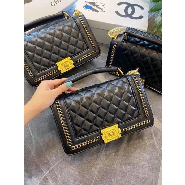 Túi boy xích chanel đen cao cấp . Túi đeo vai đeo chéo xách tay quảng châu