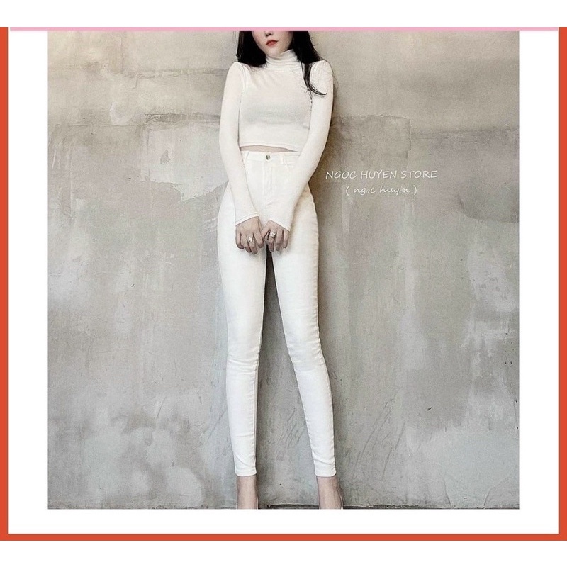 Quần jean trắng giãn Quần bò skinny jeans bó body dãn