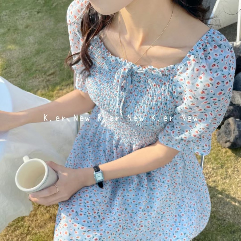 (FREESHIP) Váy đầm ulzzang đầm dự tiệc sang trọng ngắn tay cổ nơ dáng đầm váy xòe M02 | BigBuy360 - bigbuy360.vn