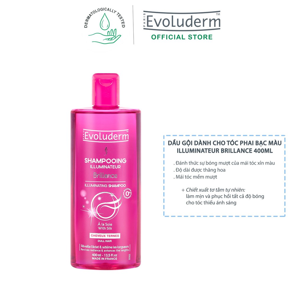 Dầu gội dành cho tóc phai bạc màu Evoluderm Shampoing Illuminateur Brillance 400ml