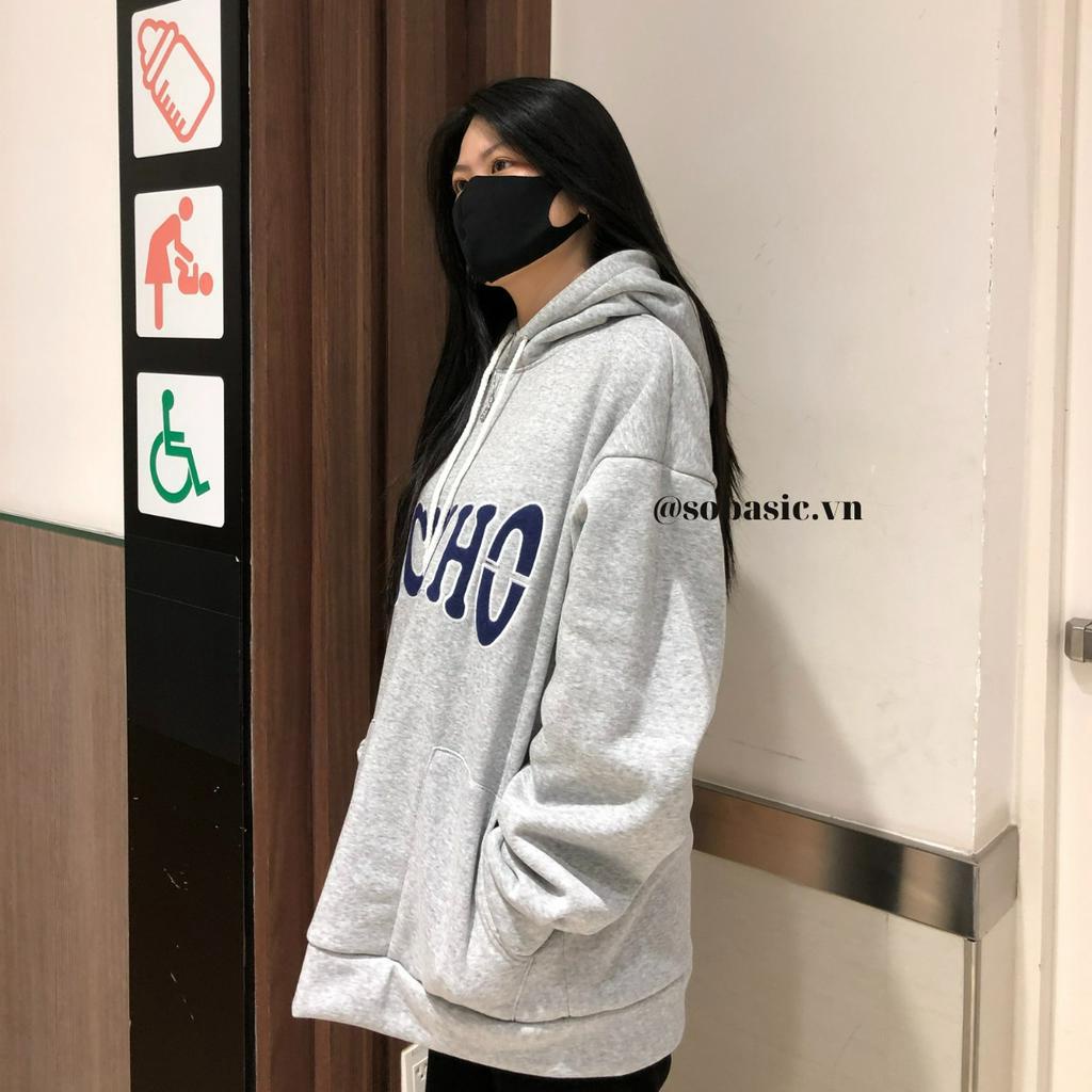 Áo hoodie tay phồng unisex form rộng Sobasic vải nỉ bông thiết kế 3 túi thêu chữ Lichiho