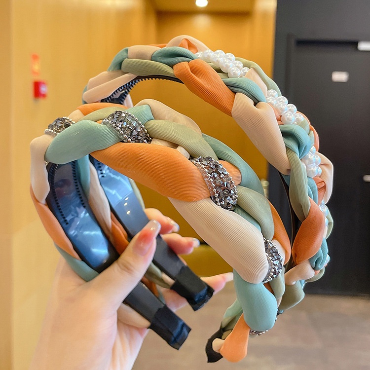 Kẹp Tóc Vải Đính Hạt Ngọc Trai Mới 2022