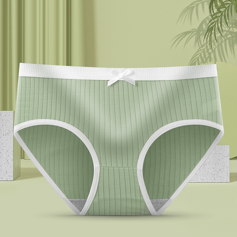 Quần Lót Cotton Màu Trơn Lưng Vừa Dễ Thương Cho Nữ