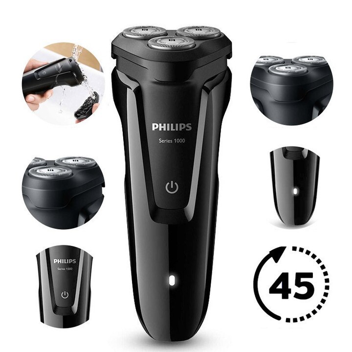 [nhập khẩu chính hãng] Máy cạo râu 3 lưỡi khô, ướt cao cấp Philips S1010