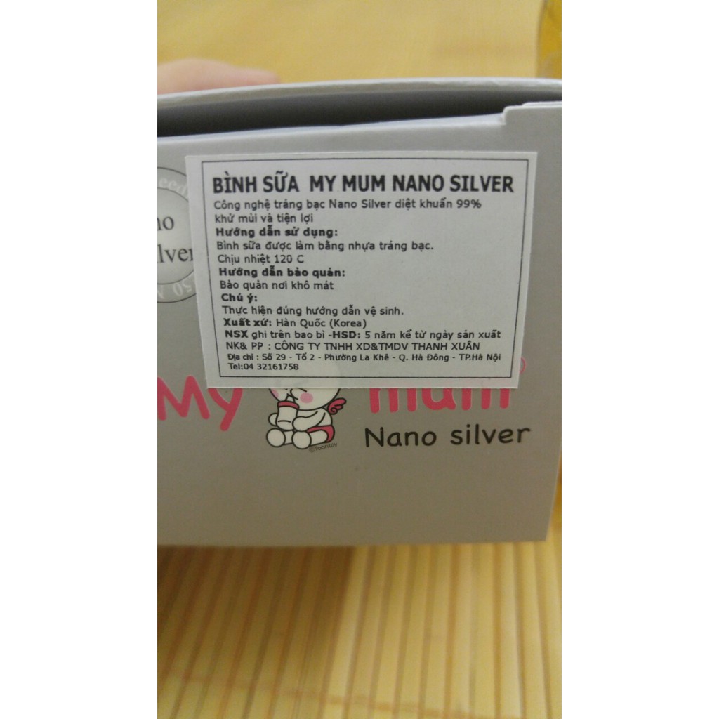 Bình sữa My Mum Nano Silver cổ thường (150ml, 250ml)