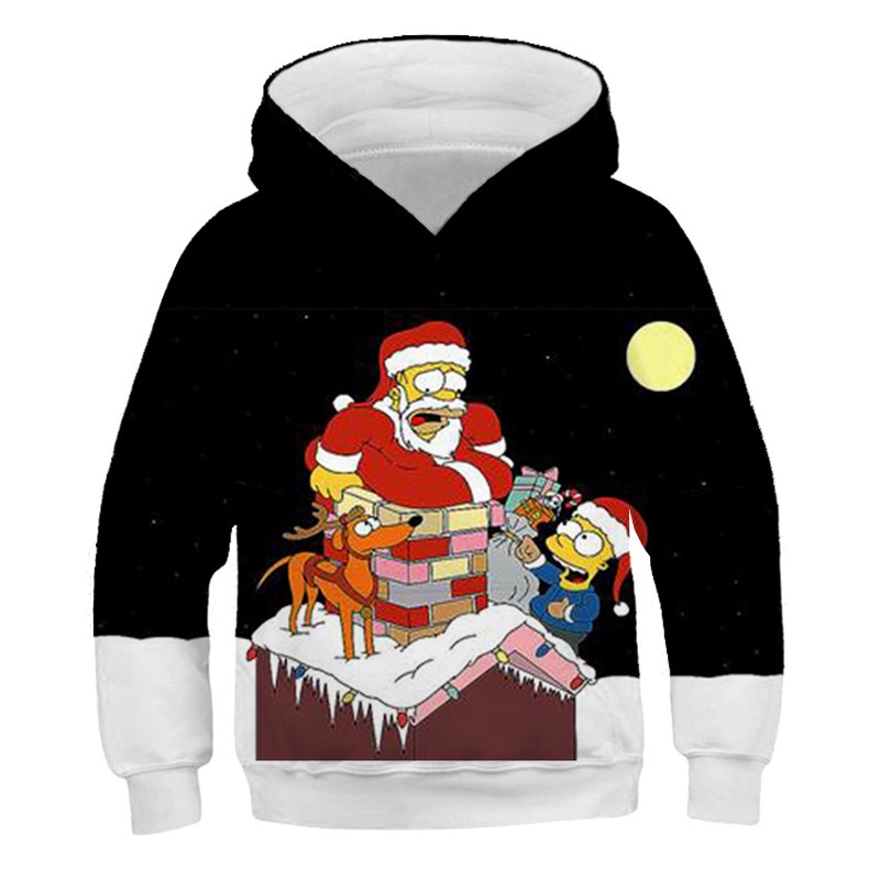 Áo Hoodie polyester In Họa Tiết Ông Già Noel Phong Cách Giáng Sinh Thời Trang Mùa Đông Cho Bé Trai Và Gái