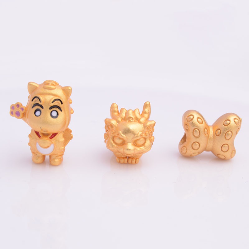 [Hàng Có Sẵn Giao Hàng Ngay Lập Tức] Hạt Xỏ Vòng Tay / Dây Chuyền Hạt Cườm Chống Dị Ứng Hình Rồng Shin-Chan Thủ Công Không Gây Dị Ứng Chống Trượt Màu Vàng Cát