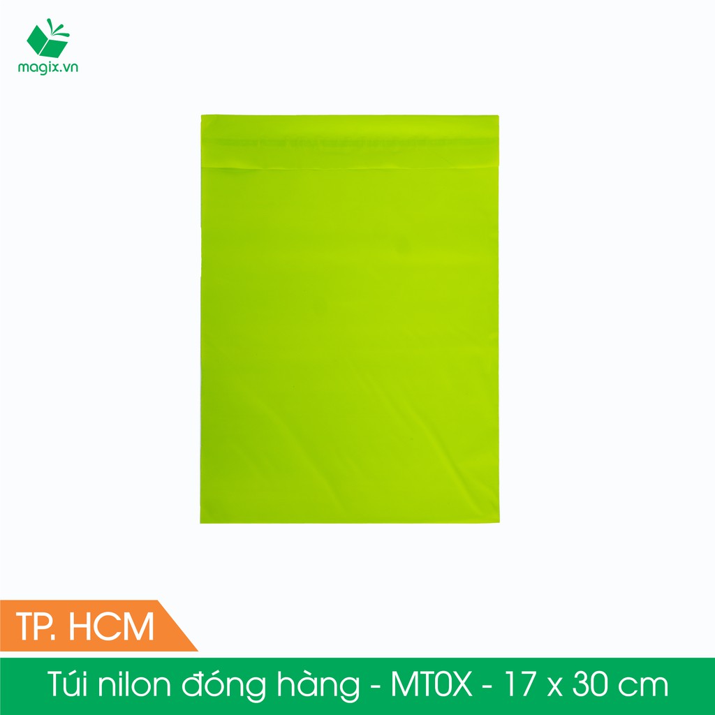 MT0X - 17x30 cm - Túi nilon gói hàng - 100 túi niêm phong đóng hàng màu xanh lá mạ