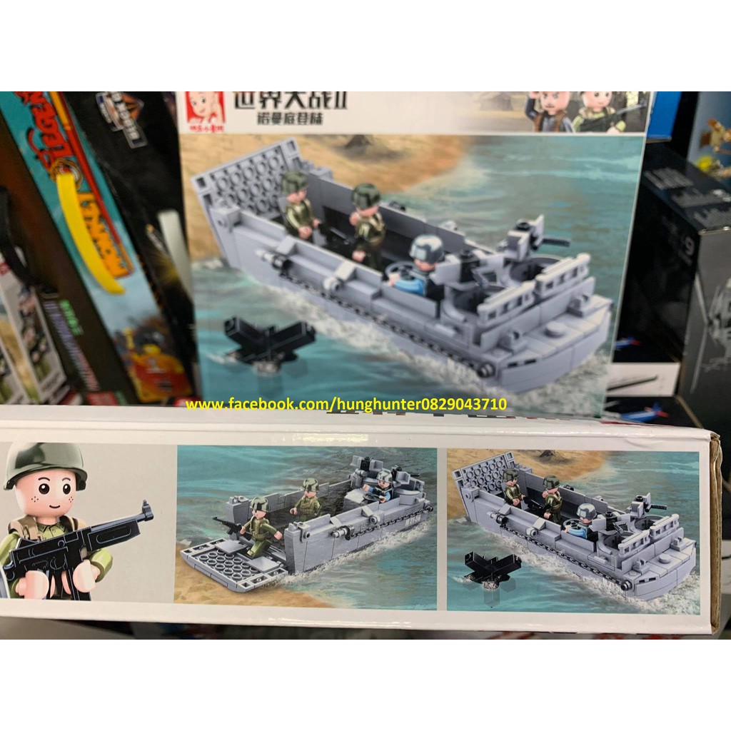 Sluban m38 b0855 Army WW II bộ đồ chơi lắp ráp Tàu đổ bộ lính của quân đồng minh 182 chi tiết