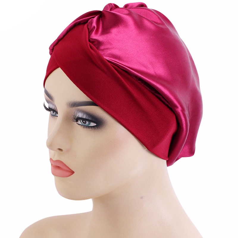 Wmmb Khăn Turban Quấn Đầu Thắt Nút Chéo Màu Trơn Phong Cách Bohemian