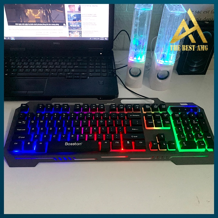 Bàn Phím Máy Tính Gaming Keycap Xuyên Led BOSSTON K380 Bàn Phím Giả Cơ Laptop Có Dây Keyboard Chơi Game