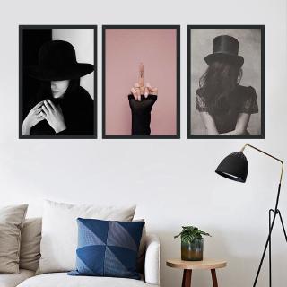Tranh Canvas Họa Tiết Cô Gái Trắng Đen Trang Trí Nội Thất