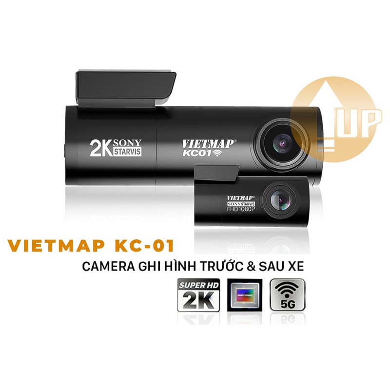 {Tặng camera IP Ezviz C1C 2.0} Camera hành trình Vietmap KC01 Ghi hình cam trước SUPER HD (2K) - Cam Sau FULL HD 1080P