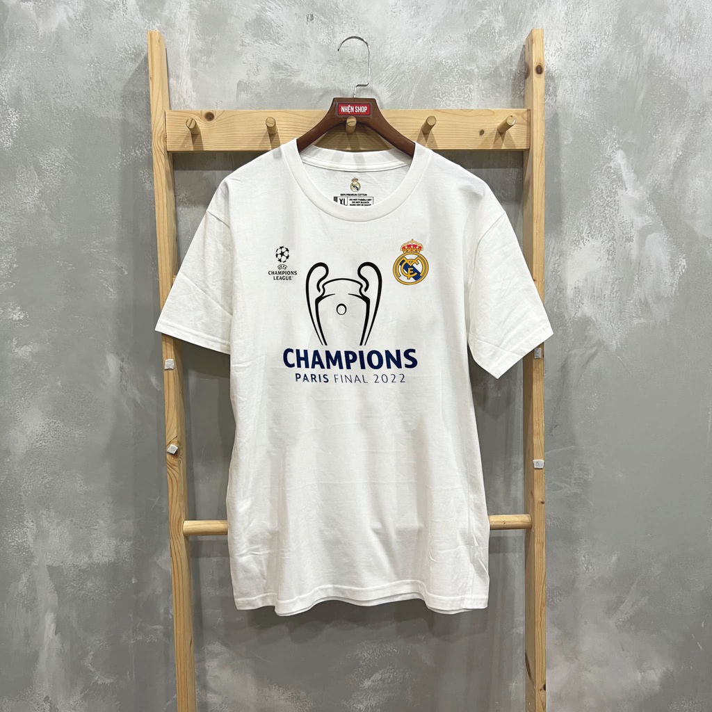 ÁO THUN THỜI TRANG CLB BÓNG ĐÁ REAL MADRID ĂN MỪNG VÔ ĐỊCH CHAMPION LEAGUE LẦN THỨ 14 CAMPEONES