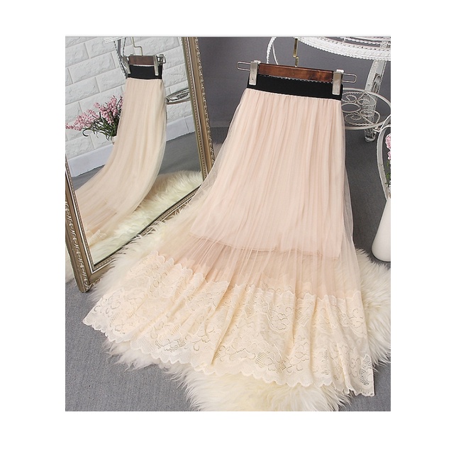 Chân váy lưới mix ren dễ thương tặng vòng chỉ đỏ may mắn free size VAY24
