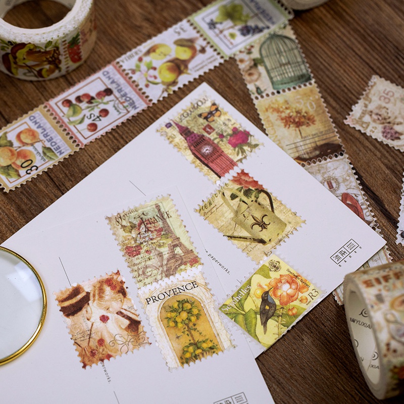 Cuộn băng dính washi tape có 8 kiểu tùy chọn trang trí sổ lưu niệm
