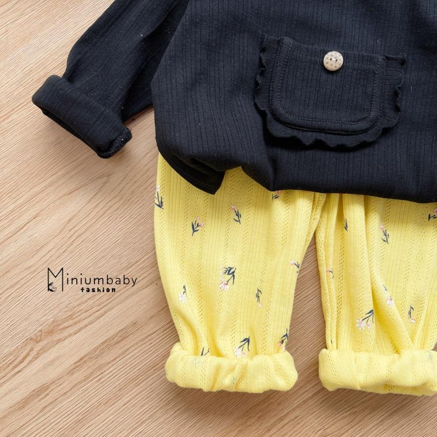 Bộ đồ dài tay quần dài thu đông cho bé gái chất liệu 100% cotton, set quần áo trẻ em Miniumbaby SB1284