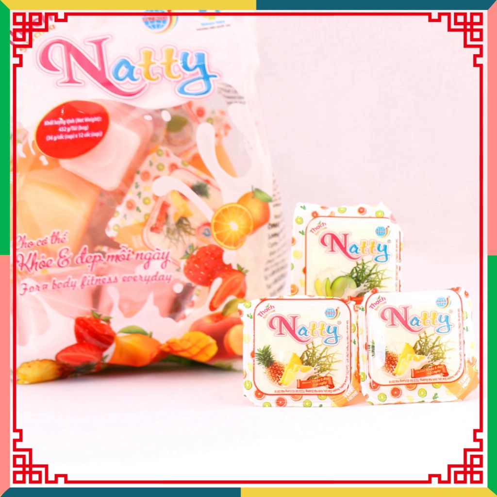 Thạch hộp sữa chua Natty túi quai xách, thạch Natty Long Hải tải trọng 432 g