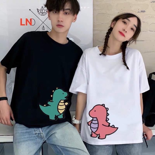 Áo đôi khủng long xanh hồng DAI765
