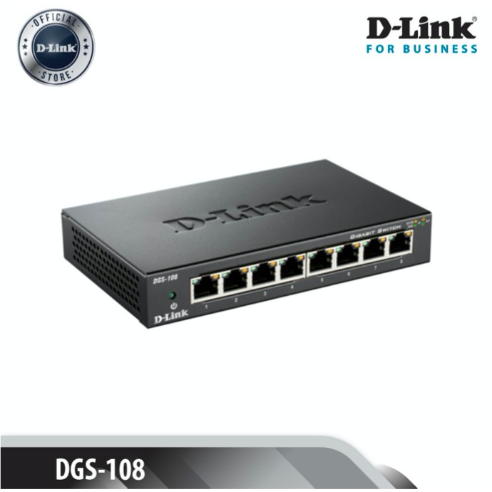 D-Link Gigabit Vỏ thép Bộ chia mạng Switch 8 cổng RJ45 Tăng tốc máy chủ - Thiết bị chuyển mạch D-LINK DGS-108/DGS-108GL