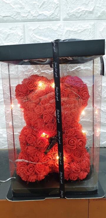 Hoa Sáp Vĩnh Cữu Cao Cấp - Hoa kết hình Gấu - Hoa Valentine