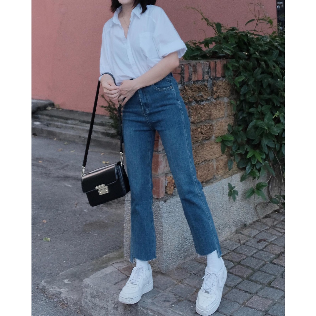 Quần jean nữ ống đứng cơ bản chất bò dày dặn co dãn AF03