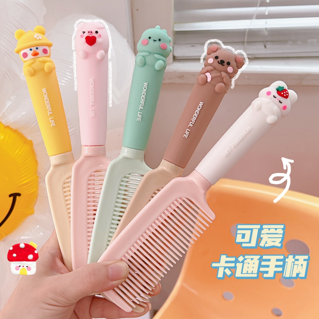 Lược Chải Tóc Tay Cầm Hình Thú Dễ Thương Cao Cấp Chống Tĩnh Điện Có Hộp Đựng