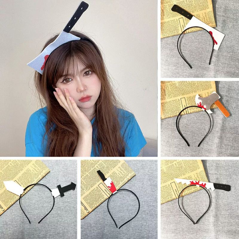 Cài tóc dao xiên đầu cosplay halloween hài hước phong cách Hàn Quốc