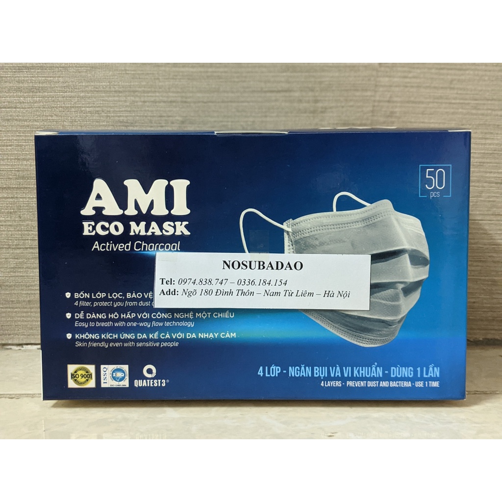 Khẩu trang y tế AMI 4 lớp giấy kháng khuẩn hàng công ty hộp 50 chiếc