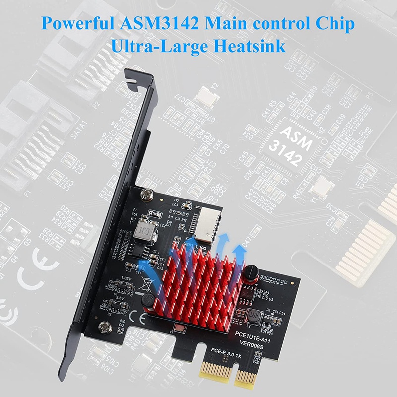 Thẻ Mở Rộng USB 3.1 GEN2 Type-C 10Gbps PCI Express 3.0 1X Sang 20Pin Cho Windows 10 / 8