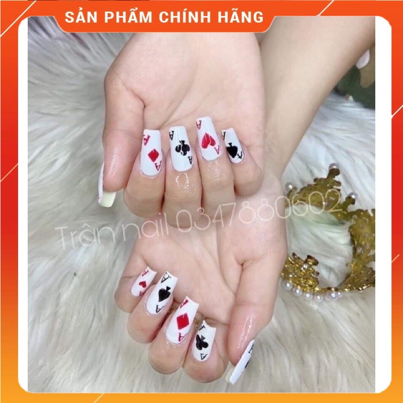 Stick hoạ tiết lá bài, Mẫu hình dán móng lá bài Thiên Di Nail