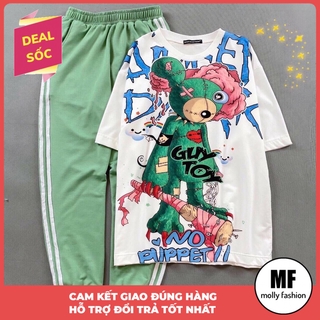 Đồ bộ hoạt hình quần Jogger trơn 2 sọc GUY TOY Freesize dành cho nam nữ Molly Fashion