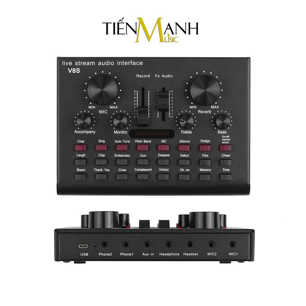 Sound Card Thu Âm Thanh, Livestream, Hát Karaoke Cuvave V8S - Bluetooth Pin Sạc USB Audio Interface Soundcard Auto Tune