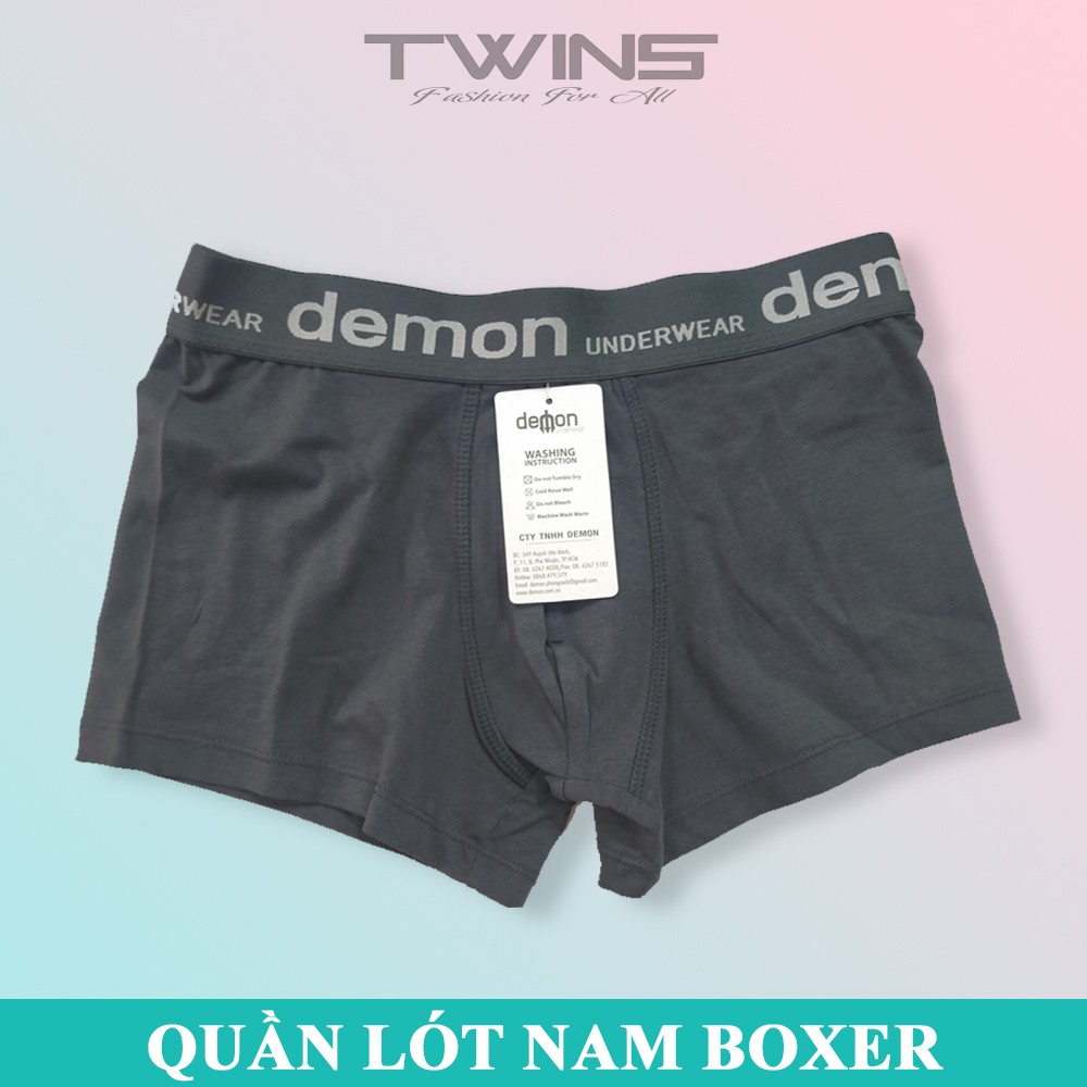 Quần lót nam boxer đùi cao cấp cotton Demon chính hãng lưng to bền đẹp, thoáng mát, thấm hút mồ hôi, co giãn thoải mái