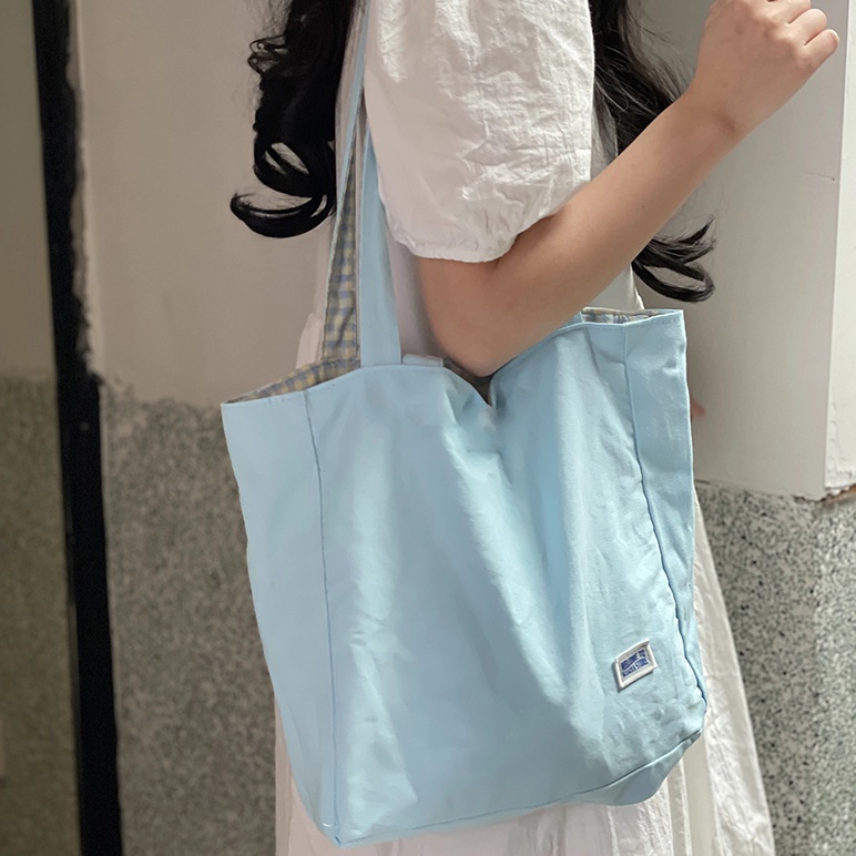 Túi Tote Đeo Vai Vải Canvas Kẻ Sọc Cỡ Lớn Đa Năng Thời Trang Mùa Hè 2 Kiểu
