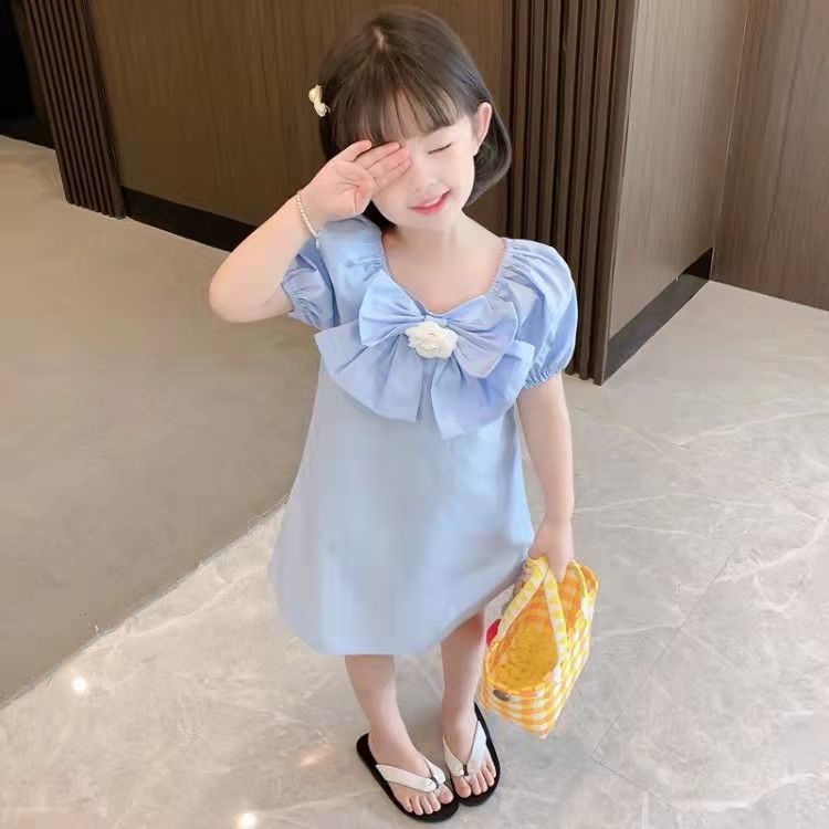 Đầm Công Chúa Đính Nơ Thời Trang Mùa Hè Cho Bé Gái