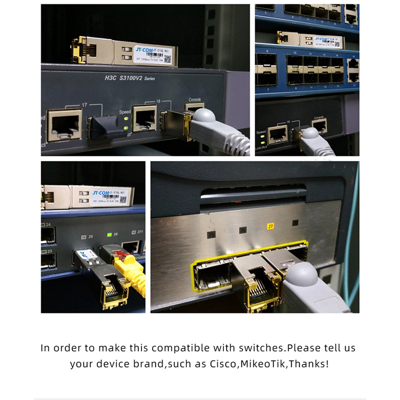 Thiết Bị Chuyển Đổi Mạng JT-COM Gigabit RJ45 SFP ule 1000Mbps Ssp RJ45 SFP Tương Thích Với Mikrotik Gigabit Ethernet