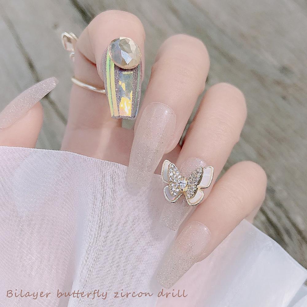 Phụ Kiện Trang Trí Móng Tay Hình Bướm Xinh Xắn|Charms Nhẫn Đính Đá Lấp Lánh