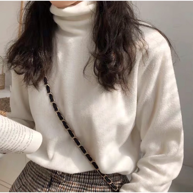 Áo len bông cổ lọ/ Áo len mỏng mặc trong phối cùng blazer, áo cardgian phong cách Hàn Quốc
