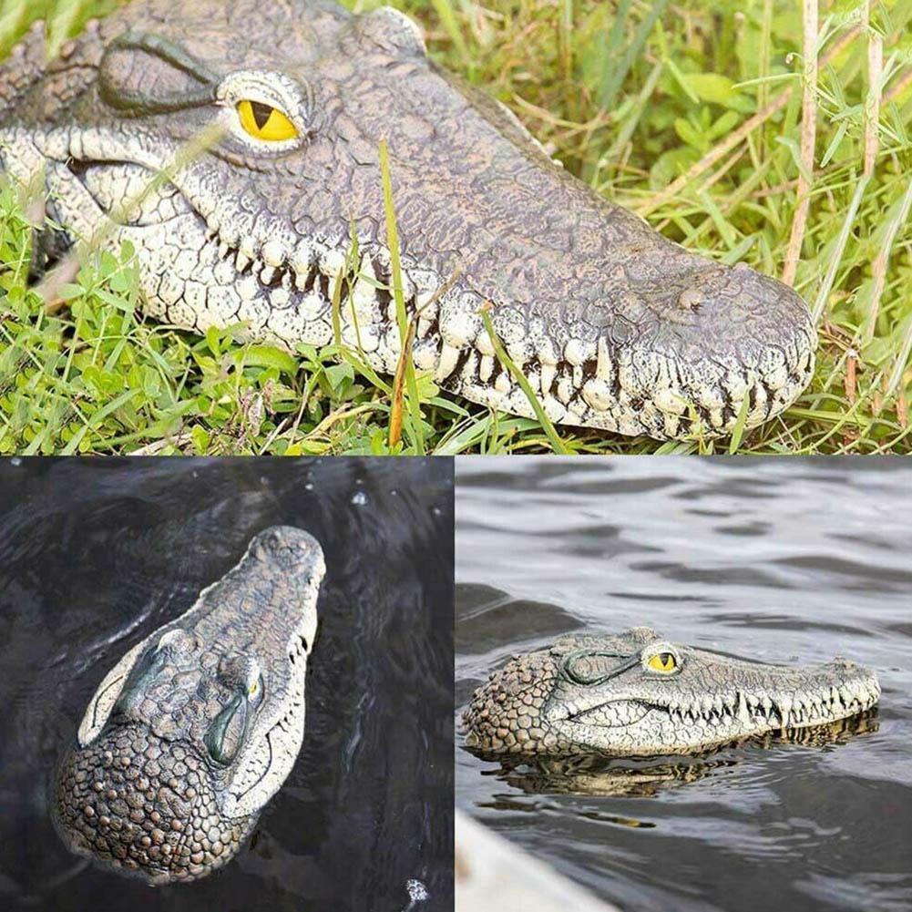 Artificial Crocodile Alligator Head Decoy Scare Duck Birds Decoration for Garden Pond Patio Pool