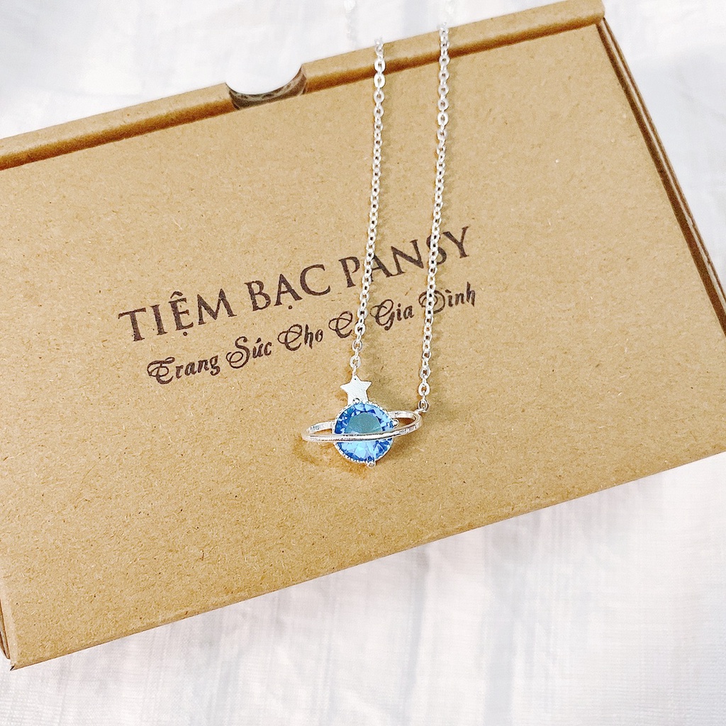 Dây chuyền bạc nữ PANSY hình ngôi sao và dải thiên hà nạm đá lấp lánh, vòng cổ bạc ta ý nghĩa thật đẹp