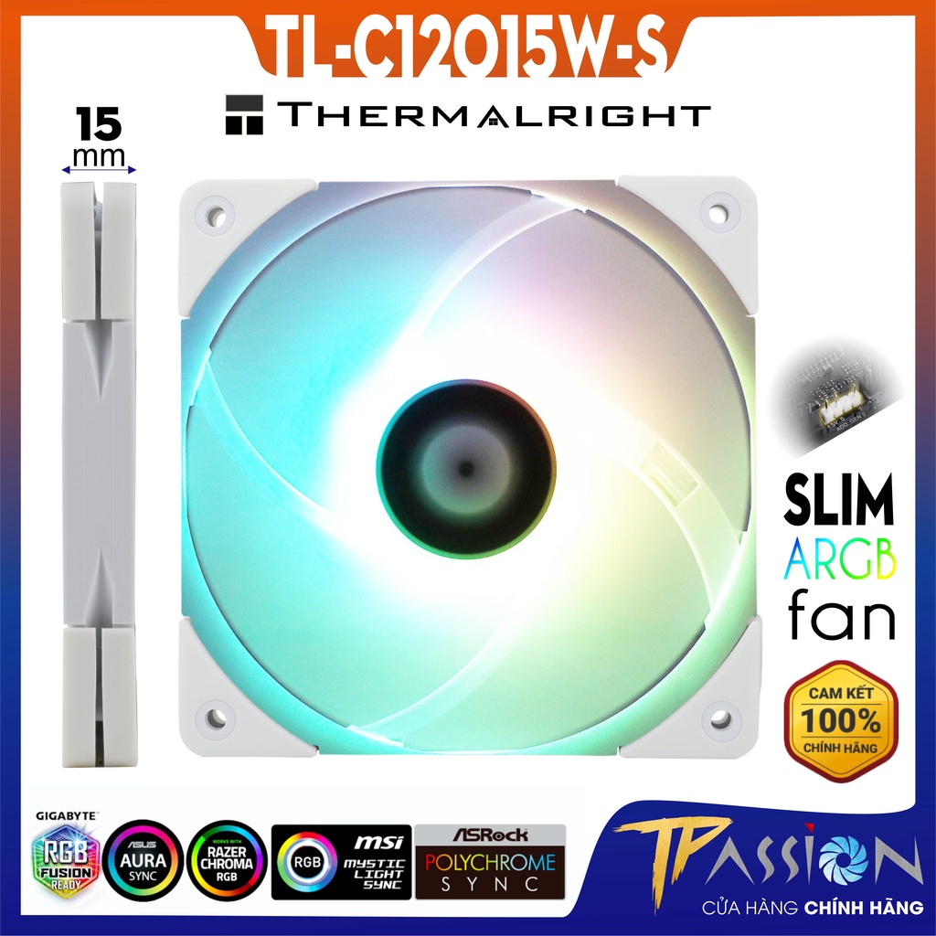 [Mã 254ELSALE giảm 7% đơn 300K] Quạt tản nhiệt Thermalright TL-C12015W-S LED ARGB, Slim fan case 12cm - Chính hãng