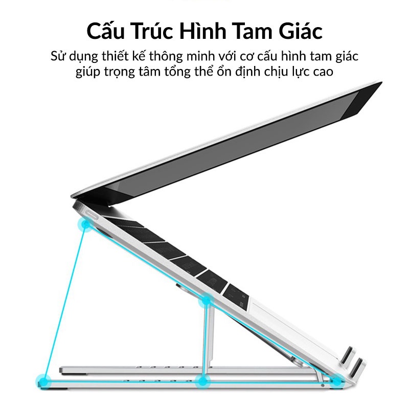 Giá Đỡ Laptop Stand WiWU S400 Bằng Nhôm, Có Thể Gấp Gọn, 6 Mức Độ Điều Chỉnh Độ Cao, Hỗ Trợ Tản Nhiệt Cho Macbook, iPad